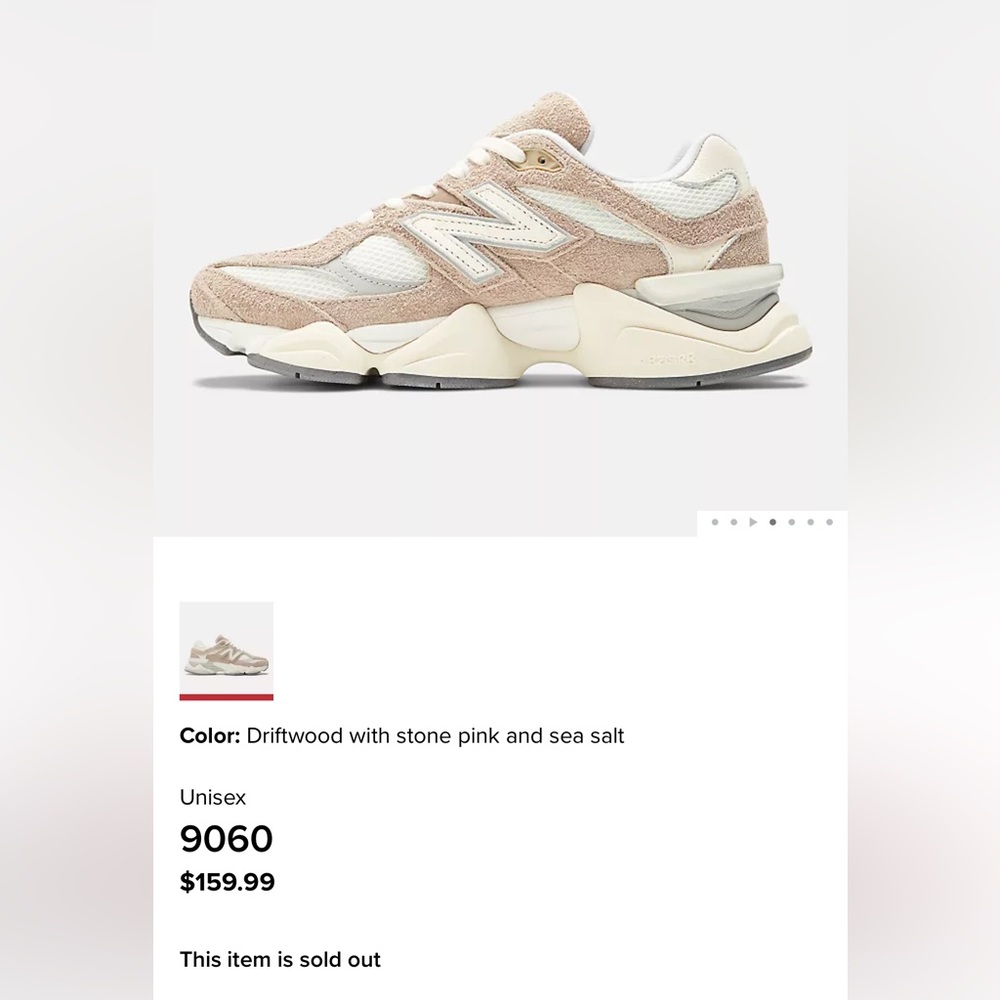 SOLD OUT New Balance 9060 in Driftwood with stone pink and sea salt - NWT